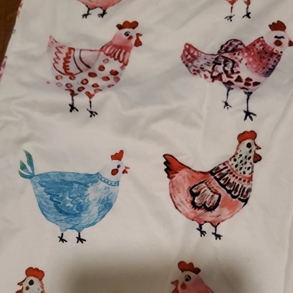 SHEIN White Bodysuit with Red and Blue Chicken Print